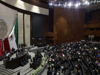 View of a tribute to Ifigenia Martinez, President of the Chamber of Deputies, in Mexico City, Mexico, on October 7, 2024, who passes away at...