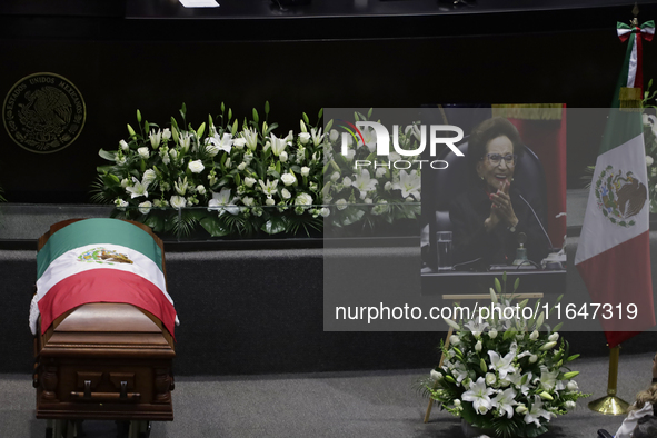 A memorial tribute to Ifigenia Martinez, President of the Chamber of Deputies, takes place in Mexico City, Mexico, on October 7, 2024. She p...