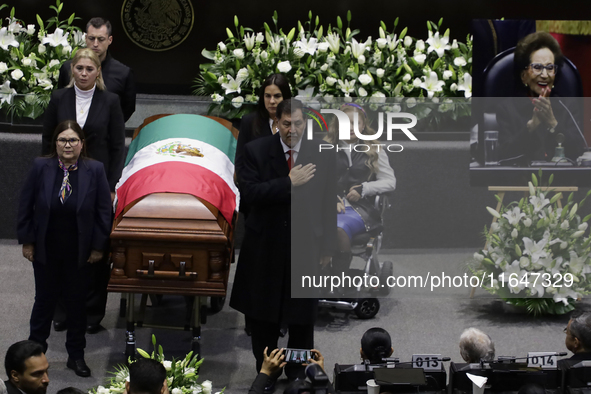 A guard of honor takes place during a tribute to Ifigenia Martinez, President of the Chamber of Deputies, in Mexico City, Mexico, on October...