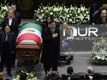 A guard of honor takes place during a tribute to Ifigenia Martinez, President of the Chamber of Deputies, in Mexico City, Mexico, on October...