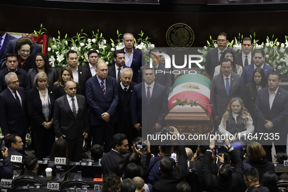 A guard of honor takes place during a tribute to Ifigenia Martinez, President of the Chamber of Deputies, in Mexico City, Mexico, on October...