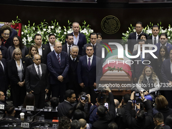 A guard of honor takes place during a tribute to Ifigenia Martinez, President of the Chamber of Deputies, in Mexico City, Mexico, on October...