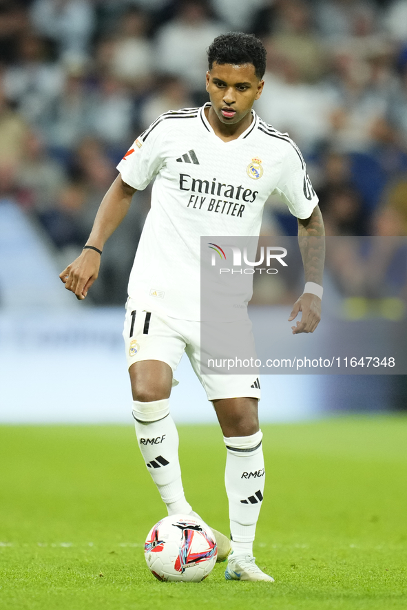 Rodrygo Goes right winger of Real Madrid and Brazil during the La Liga match between Real Madrid CF and Deportivo Alavés at Estadio Santiago...