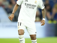 Rodrygo Goes right winger of Real Madrid and Brazil during the La Liga match between Real Madrid CF and Deportivo Alavés at Estadio Santiago...