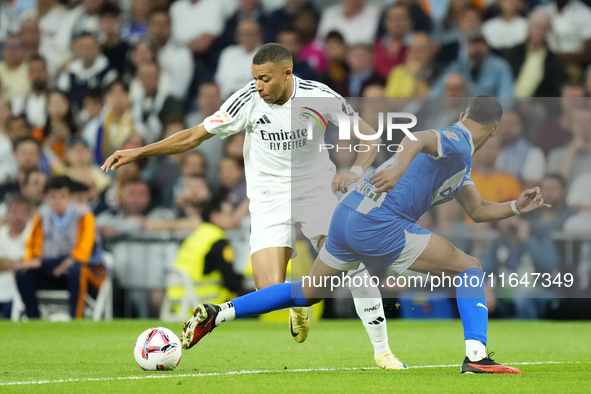 Kylian Mbappe centre-forward of Real Madrid and France  in action during the La Liga match between Real Madrid CF and Deportivo Alavés at Es...