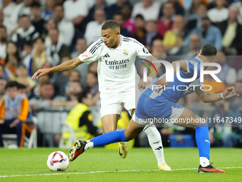 Kylian Mbappe centre-forward of Real Madrid and France  in action during the La Liga match between Real Madrid CF and Deportivo Alavés at Es...