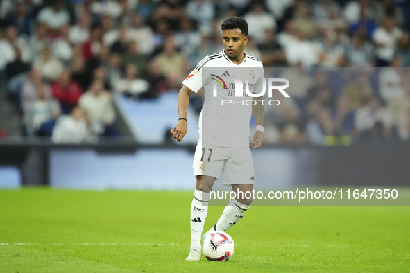 Rodrygo Goes right winger of Real Madrid and Brazil during the La Liga match between Real Madrid CF and Deportivo Alavés at Estadio Santiago...