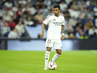 Rodrygo Goes right winger of Real Madrid and Brazil during the La Liga match between Real Madrid CF and Deportivo Alavés at Estadio Santiago...