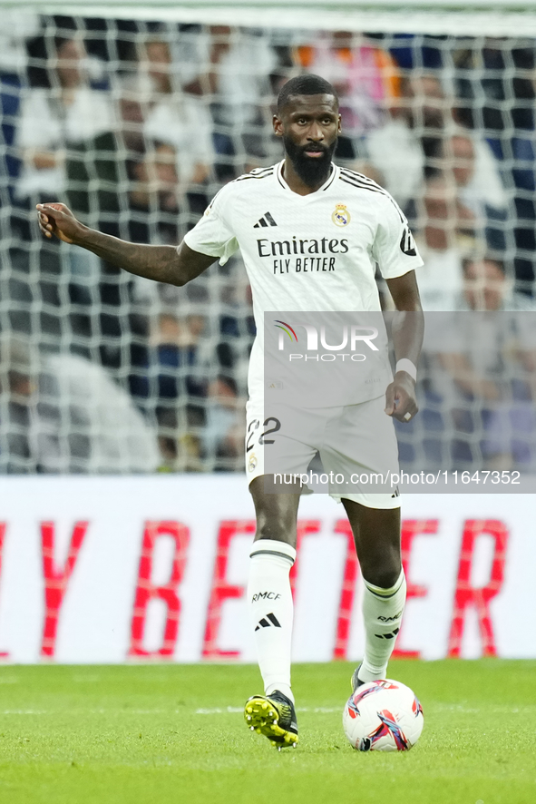 Antonio Rudiger centre-back of Real Madrid and Germany during the La Liga match between Real Madrid CF and Deportivo Alavés at Estadio Santi...