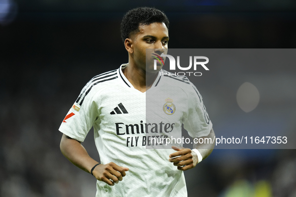 Rodrygo Goes right winger of Real Madrid and Brazil during the La Liga match between Real Madrid CF and Deportivo Alavés at Estadio Santiago...