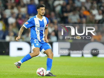 Carlos Protesoni defensive midfield of Alaves and Uruguay during the La Liga match between Real Madrid CF and Deportivo Alavés at Estadio Sa...