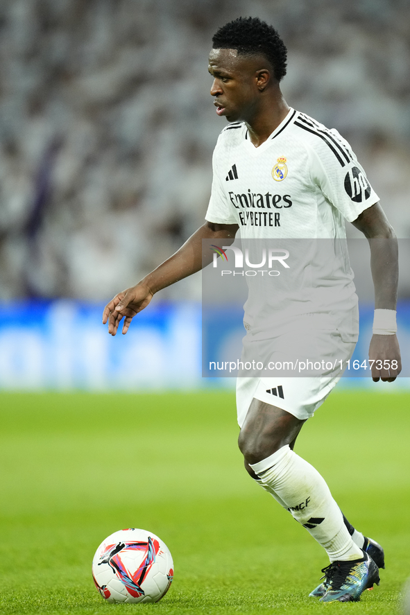 Vinicius Junior left winger of Real Madrid and Brazil during the La Liga match between Real Madrid CF and Deportivo Alavés at Estadio Santia...