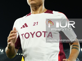 Paulo Dybala second striker of Roma and Argentina during the warm-up before the UEFA Europa League 2024/25 League Phase MD1 match between AS...