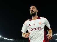 Bryan Cristante defensive midfield of Roma and Italy during the warm-up before the UEFA Europa League 2024/25 League Phase MD1 match between...