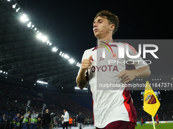 Tommaso Baldanzi attacking midfield of Roma and Italy during the warm-up before the UEFA Europa League 2024/25 League Phase MD1 match betwee...