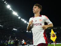 Tommaso Baldanzi attacking midfield of Roma and Italy during the warm-up before the UEFA Europa League 2024/25 League Phase MD1 match betwee...