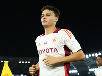 Niccolo Pisilli central midfield of Roma and Italy during the warm-up before the UEFA Europa League 2024/25 League Phase MD1 match between A...