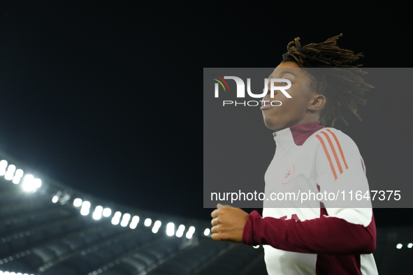 Alexis Saelemaekers right winger of Roma and Belgium during the warm-up before the UEFA Europa League 2024/25 League Phase MD1 match between...