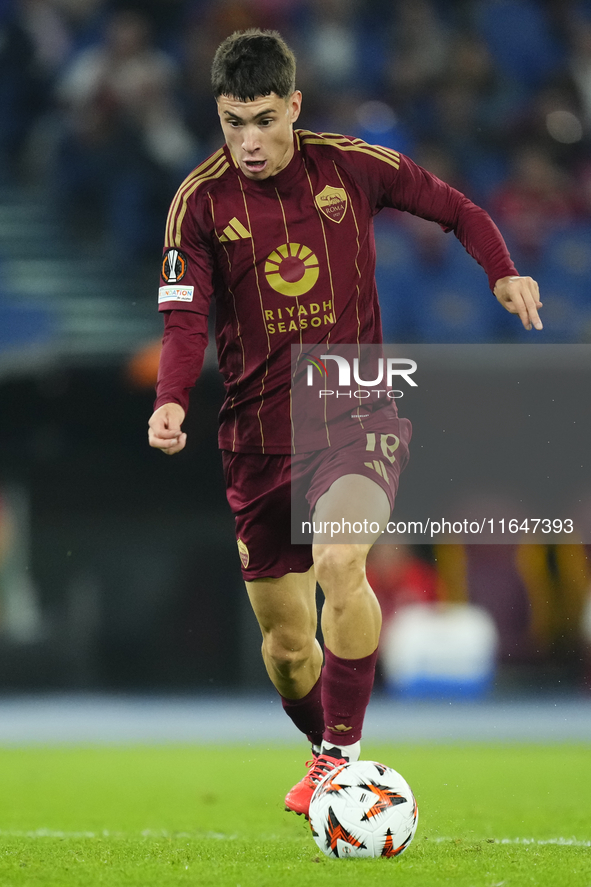 Matias Soule right winger of Roma and Argentina during the UEFA Europa League 2024/25 League Phase MD1 match between AS Roma and Athletic Cl...