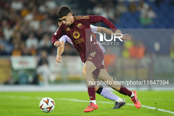 Matias Soule right winger of Roma and Argentina during the UEFA Europa League 2024/25 League Phase MD1 match between AS Roma and Athletic Cl...