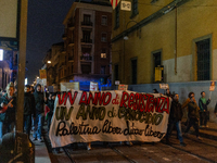 Pro-Palestinian protesters participate in demonstrations in Turin, Italy, on October 7, 2024. Despite restrictions issued by local police fo...