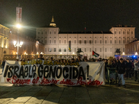 Pro-Palestinian protesters participate in demonstrations in Turin, Italy, on October 7, 2024. Despite restrictions issued by local police fo...