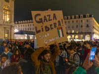 Pro-Palestinian protesters participate in demonstrations in Turin, Italy, on October 7, 2024. Despite restrictions issued by local police fo...