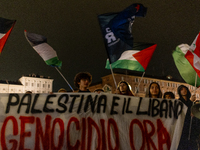 Pro-Palestinian protesters participate in demonstrations in Turin, Italy, on October 7, 2024. Despite restrictions issued by local police fo...