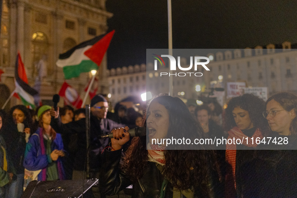 Pro-Palestinian protesters participate in demonstrations in Turin, Italy, on October 7, 2024. Despite restrictions issued by local police fo...