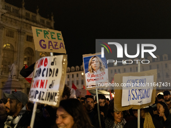 Pro-Palestinian protesters participate in demonstrations in Turin, Italy, on October 7, 2024. Despite restrictions issued by local police fo...