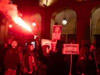 Pro-Palestinian protesters participate in demonstrations in Turin, Italy, on October 7, 2024. Despite restrictions issued by local police fo...