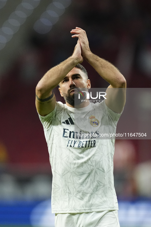 Daniel Carvajal right-back of Real Madrid and Spain during the warm-up before the LaLiga match between Atletico de Madrid and Real Madrid CF...