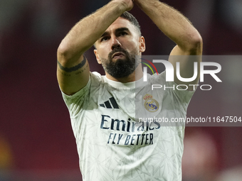 Daniel Carvajal right-back of Real Madrid and Spain during the warm-up before the LaLiga match between Atletico de Madrid and Real Madrid CF...