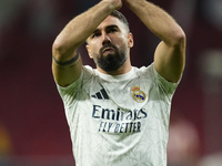 Daniel Carvajal right-back of Real Madrid and Spain during the warm-up before the LaLiga match between Atletico de Madrid and Real Madrid CF...