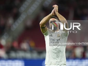 Daniel Carvajal right-back of Real Madrid and Spain during the warm-up before the LaLiga match between Atletico de Madrid and Real Madrid CF...