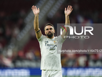 Daniel Carvajal right-back of Real Madrid and Spain during the warm-up before the LaLiga match between Atletico de Madrid and Real Madrid CF...