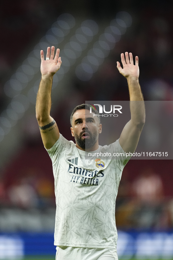 Daniel Carvajal right-back of Real Madrid and Spain during the warm-up before the LaLiga match between Atletico de Madrid and Real Madrid CF...