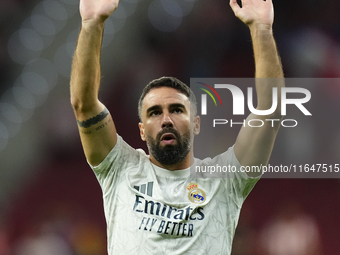 Daniel Carvajal right-back of Real Madrid and Spain during the warm-up before the LaLiga match between Atletico de Madrid and Real Madrid CF...