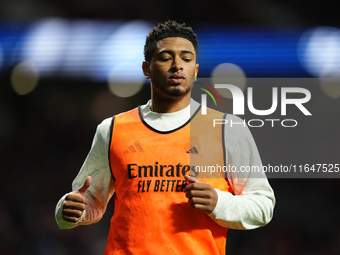 Jude Bellingham central midfield of Real Madrid and England during the warm-up before the LaLiga match between Atletico de Madrid and Real M...