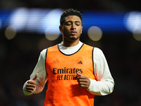 Jude Bellingham central midfield of Real Madrid and England during the warm-up before the LaLiga match between Atletico de Madrid and Real M...