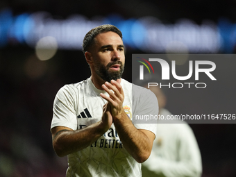 Daniel Carvajal right-back of Real Madrid and Spain during the warm-up before the LaLiga match between Atletico de Madrid and Real Madrid CF...