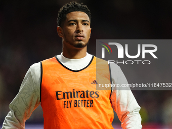 Jude Bellingham central midfield of Real Madrid and England during the warm-up before the LaLiga match between Atletico de Madrid and Real M...