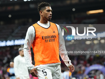 Jude Bellingham central midfield of Real Madrid and England during the warm-up before the LaLiga match between Atletico de Madrid and Real M...