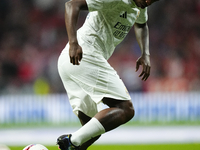 Vinicius Junior left winger of Real Madrid and Brazil during the warm-up before the LaLiga match between Atletico de Madrid and Real Madrid...