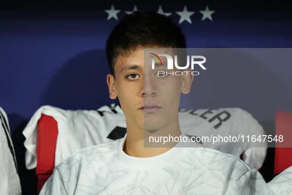 Arda Guler attacking midfield of Real Madrid and Turkey sitting on the bench the LaLiga match between Atletico de Madrid and Real Madrid CF...