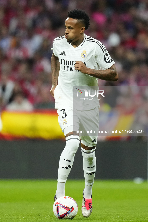 Eder Militao centre-back of Real Madrid and Brazil during the LaLiga match between Atletico de Madrid and Real Madrid CF  at Estadio Civitas...