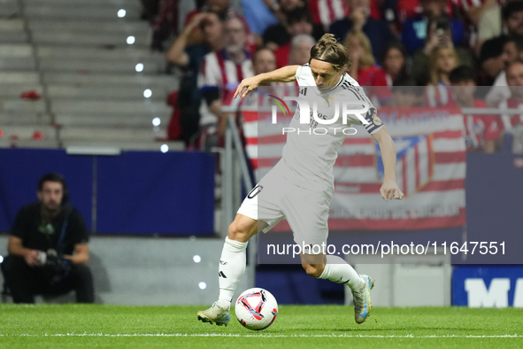 Luka Modric central midfield of Real Madrid and Croatia during the LaLiga match between Atletico de Madrid and Real Madrid CF  at Estadio Ci...