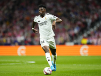 Aurelien Tchouameni defensive midfield of Real Madrid and France during the LaLiga match between Atletico de Madrid and Real Madrid CF  at E...