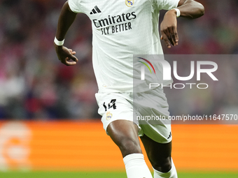 Aurelien Tchouameni defensive midfield of Real Madrid and France during the LaLiga match between Atletico de Madrid and Real Madrid CF  at E...