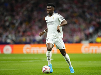 Aurelien Tchouameni defensive midfield of Real Madrid and France during the LaLiga match between Atletico de Madrid and Real Madrid CF  at E...